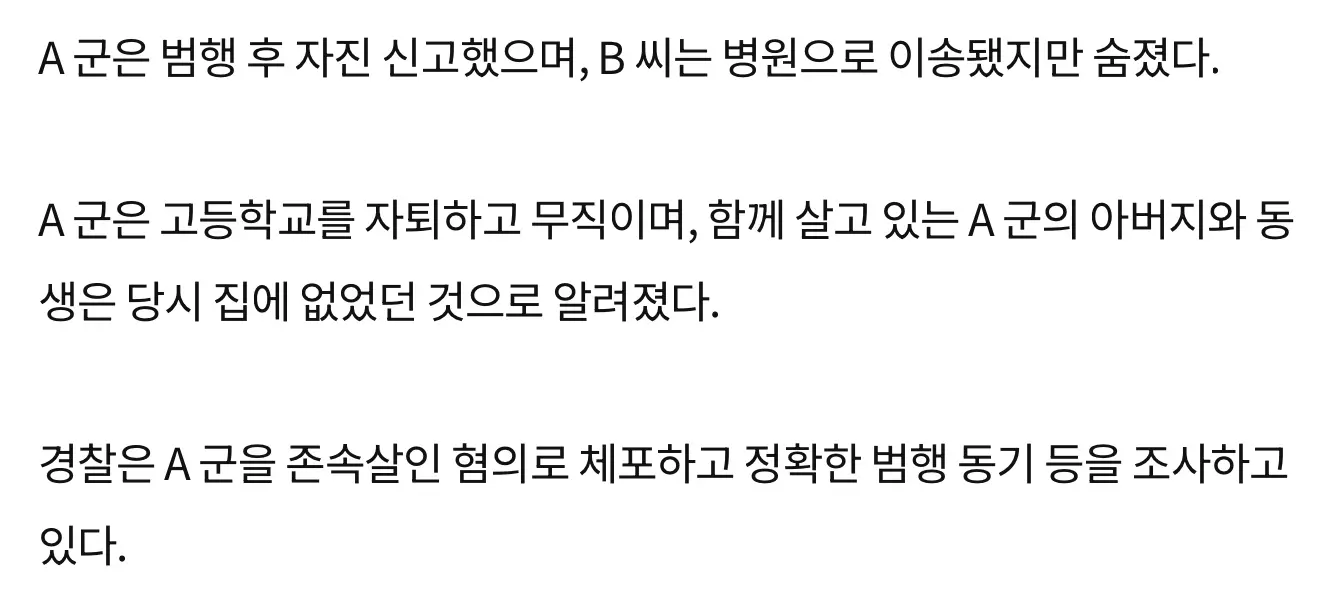 인천서 10대 아들이 말다툼중 어머니 살해 (4)