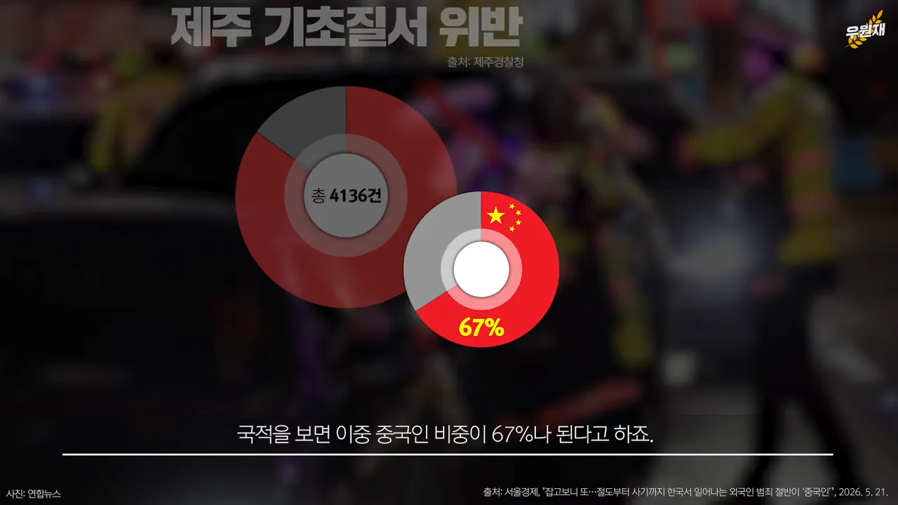 제주도, 10년째 전국 범죄율 1위에 외국인 범죄 85%이상 그중 중국인은 68% (4)