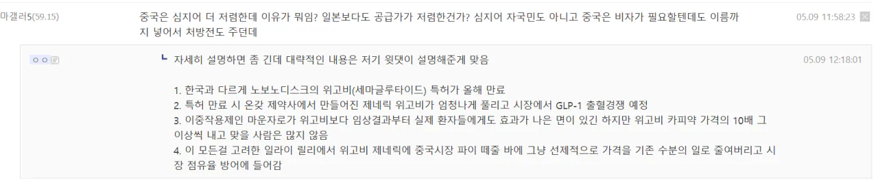 한국과 일본의 마운자로 가격 정리 (11)