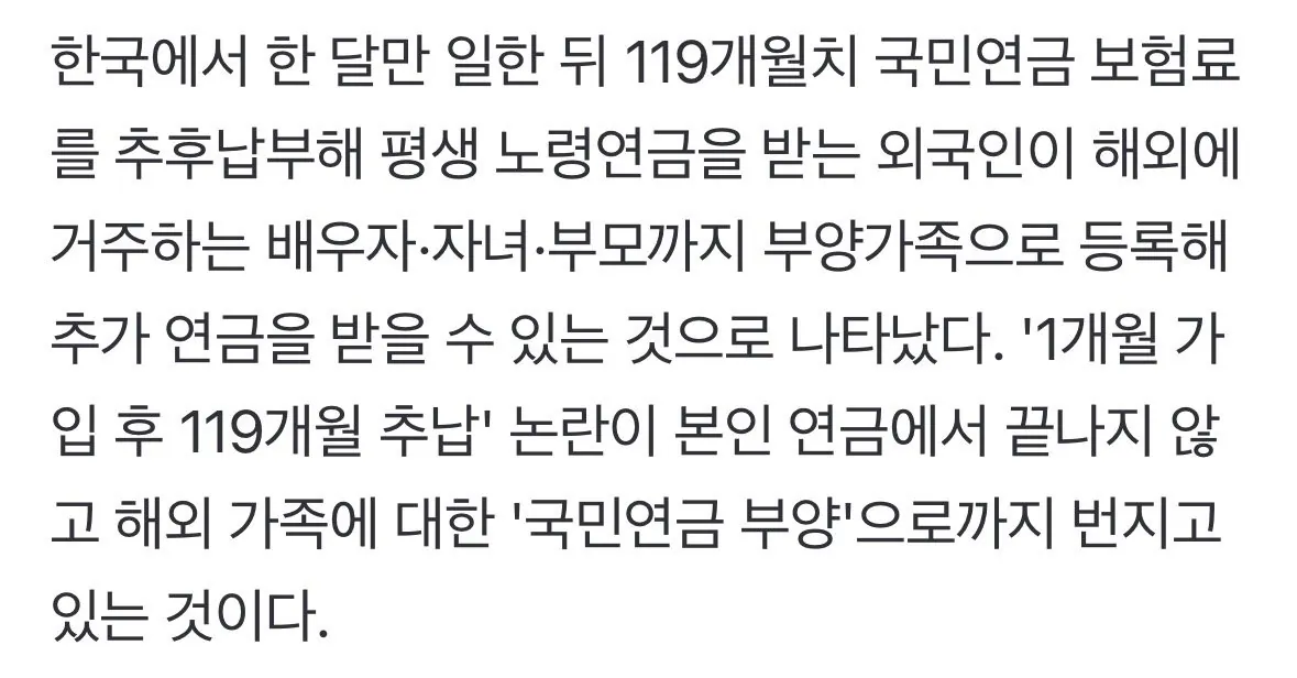 ‘연금맛집’ 소문난 국민연금, 외국인들 부모, 자식 수당까지 퍼주기 하는 중 (3)