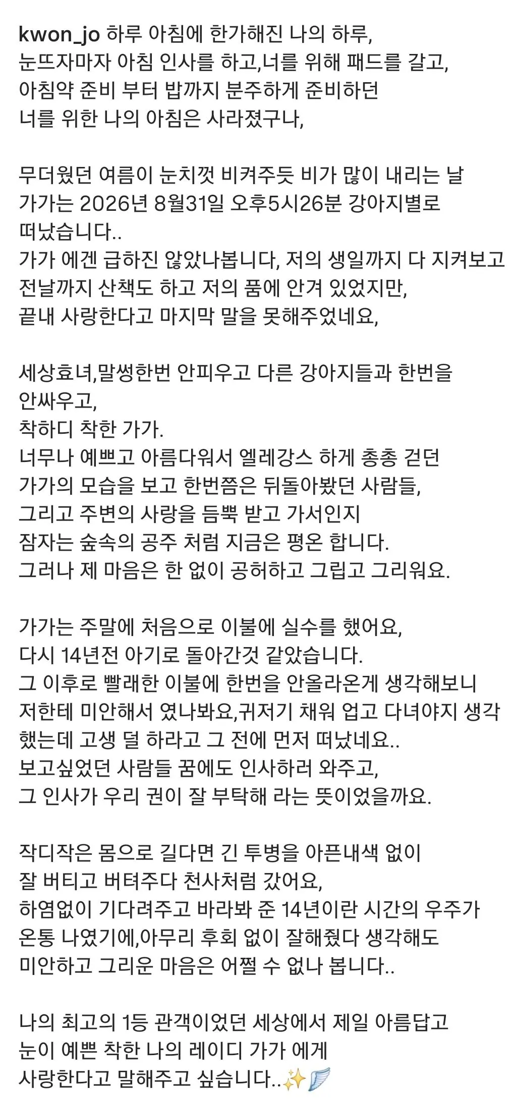 오래키운 반려견을 떠나보낸 조권 (6)