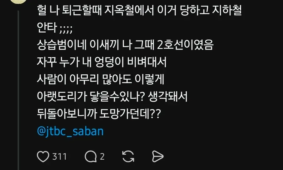 지하철 2호선에서 여자 엉덩이에 밀착하던 성추행범 검거 (6)