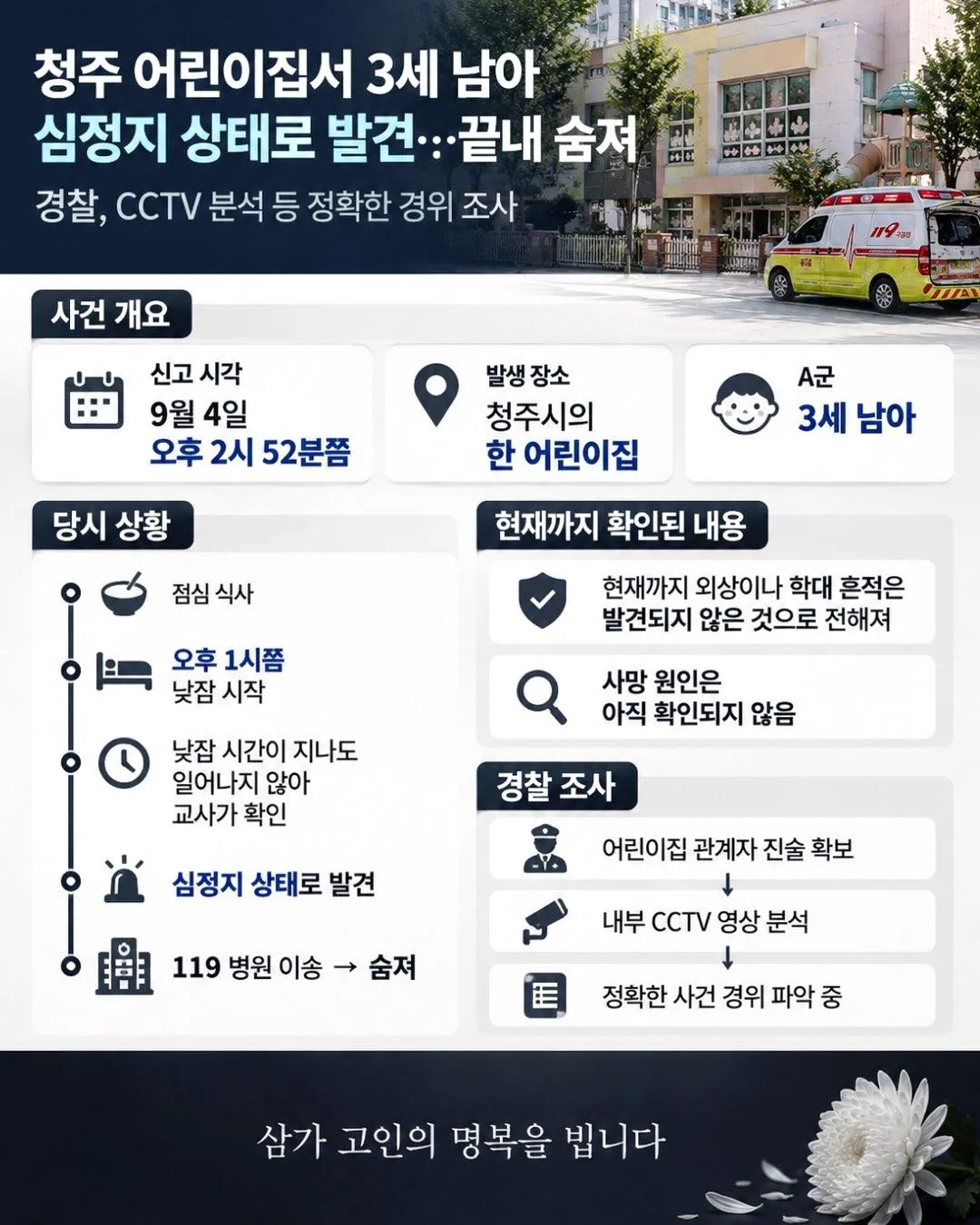 청주 어린이집서 낮잠 자던 3세 남아 심정지…경찰 수사 (3)