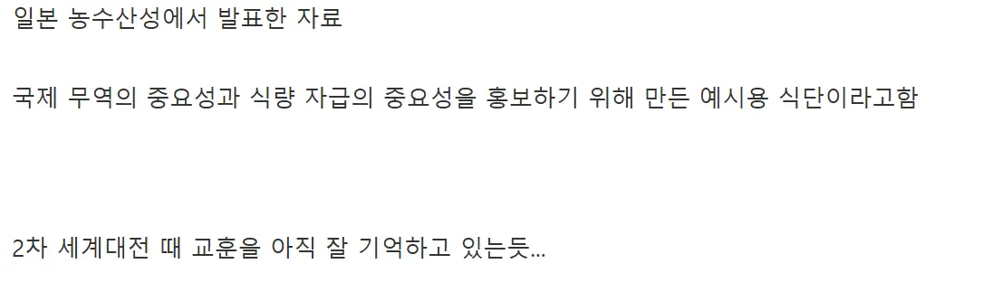 식량을 수입할 수 없게된다면 식단은 이렇게 된다 (3)