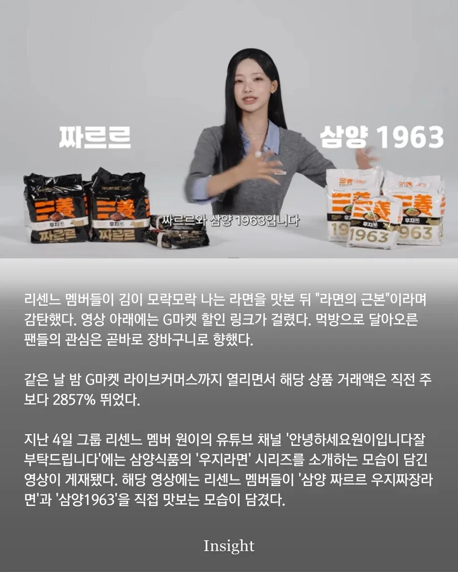 G마켓, 리센느 유튜브에 상품 링크 걸었더니 우지라면 거래액 2857% 폭증 (2)