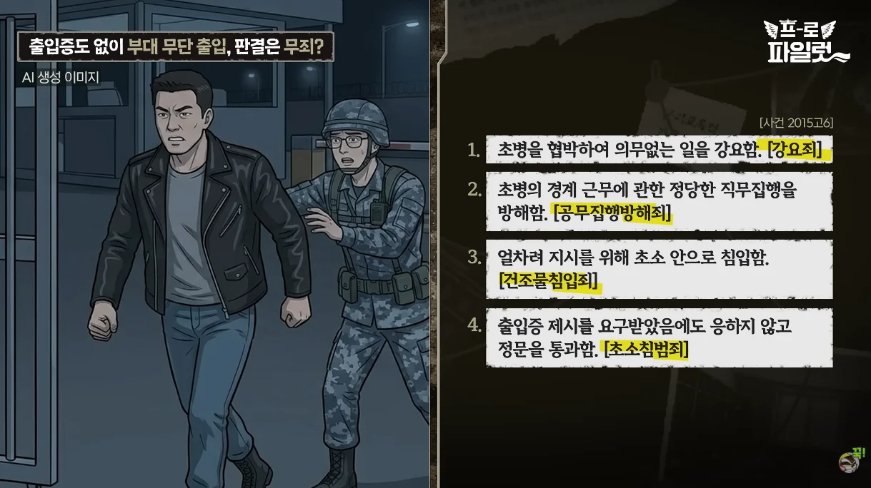 출입증 없이 부대에 무단 출입한 군 간부 (20)