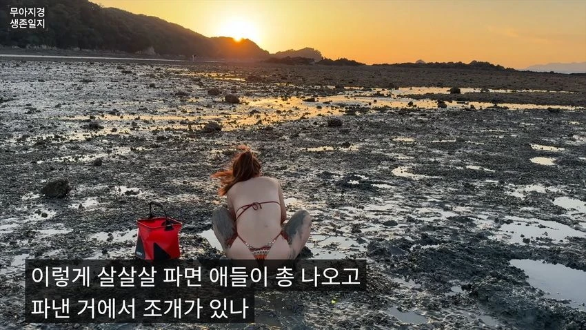 비키니 입고 갯벌에서 조개 캐는 유튜버 (28)