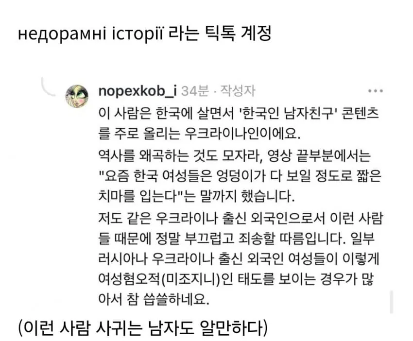 한국에 살면서 혐한하는 우크라이나인들 (2)