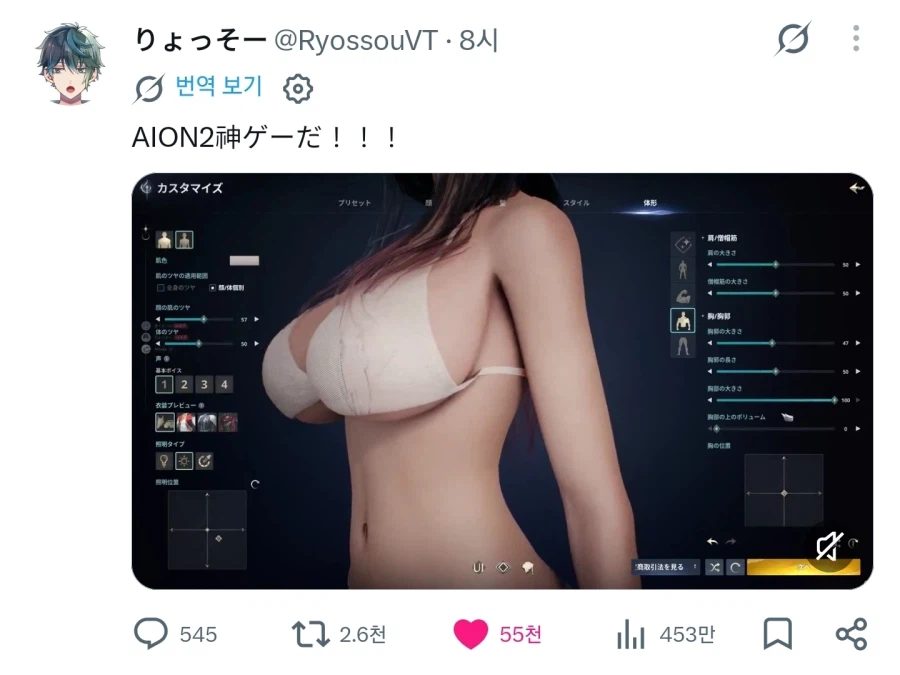 스팀 출시한 아이온2에 감탄한 일본인