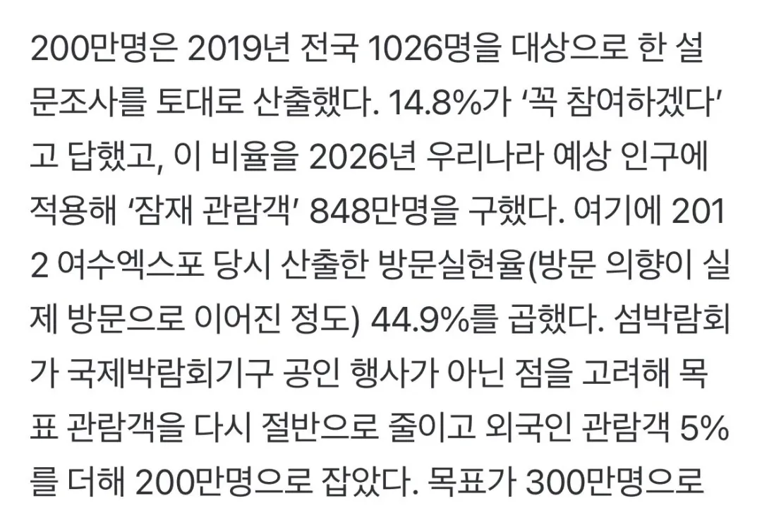 여수섬박람회 목표관람객 300만인 이유 (2)