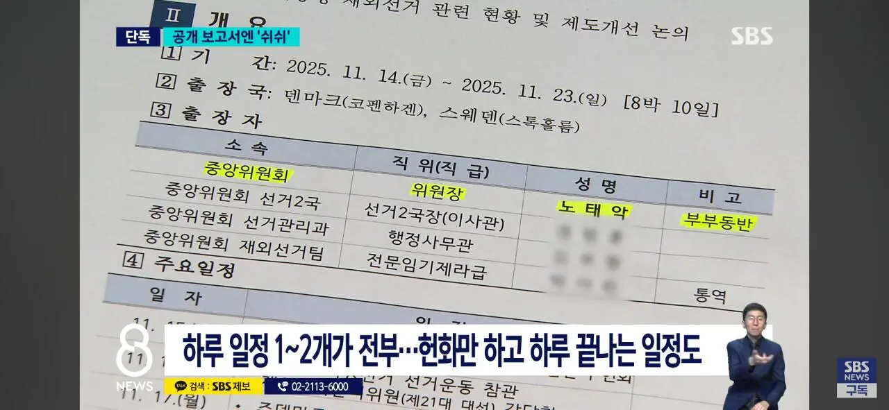 노태악 선관위원장, 해외출장마다 배우자 동행했다 (15)