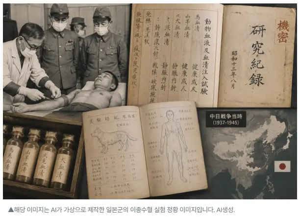 일본군 사람에게 말,개 피 주입했다 (2)