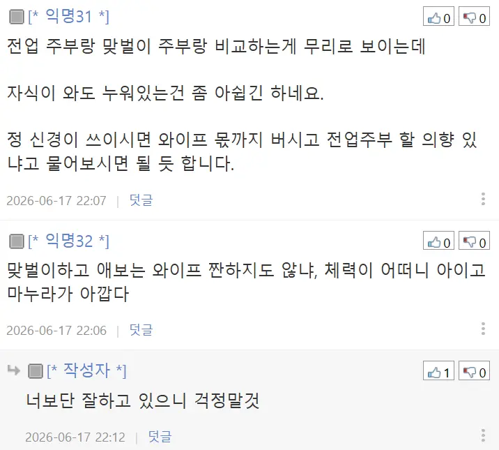 맨날 누워있는 체력 약한 부인땜에 고민인 아저씨 (9)