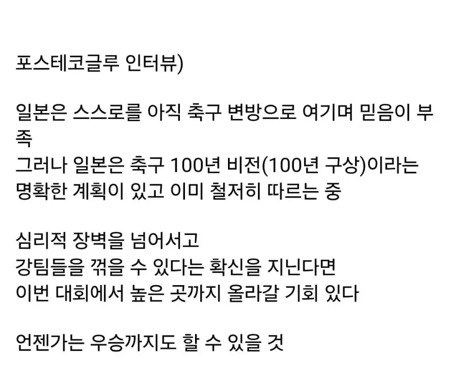 포스테코글루 감독이 말하는 일본 대표팀
