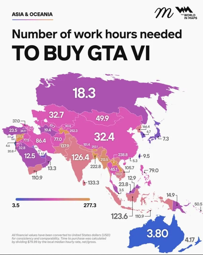국가별 GTA6 사는데 필요한 노동시간 (3)