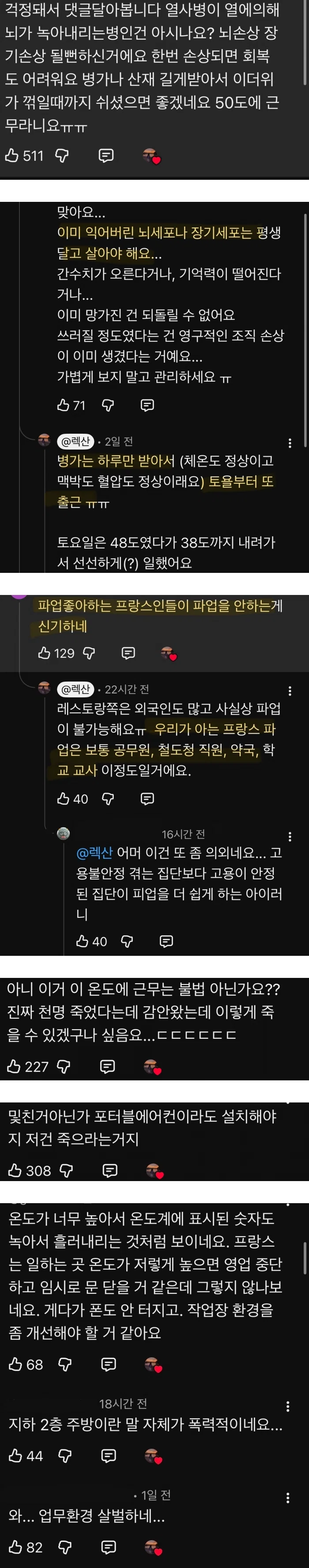 프랑스 47도 주방에서 일하다 쓰러져서 응급실 간 한국인 (2)