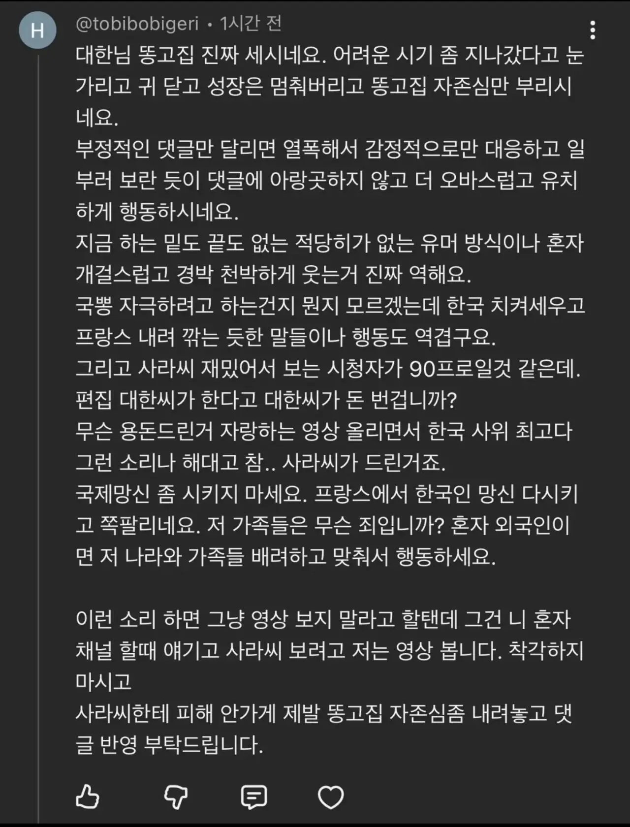 유튜브 김치와바게뜨에 박제된 악플러와 일침 (3)