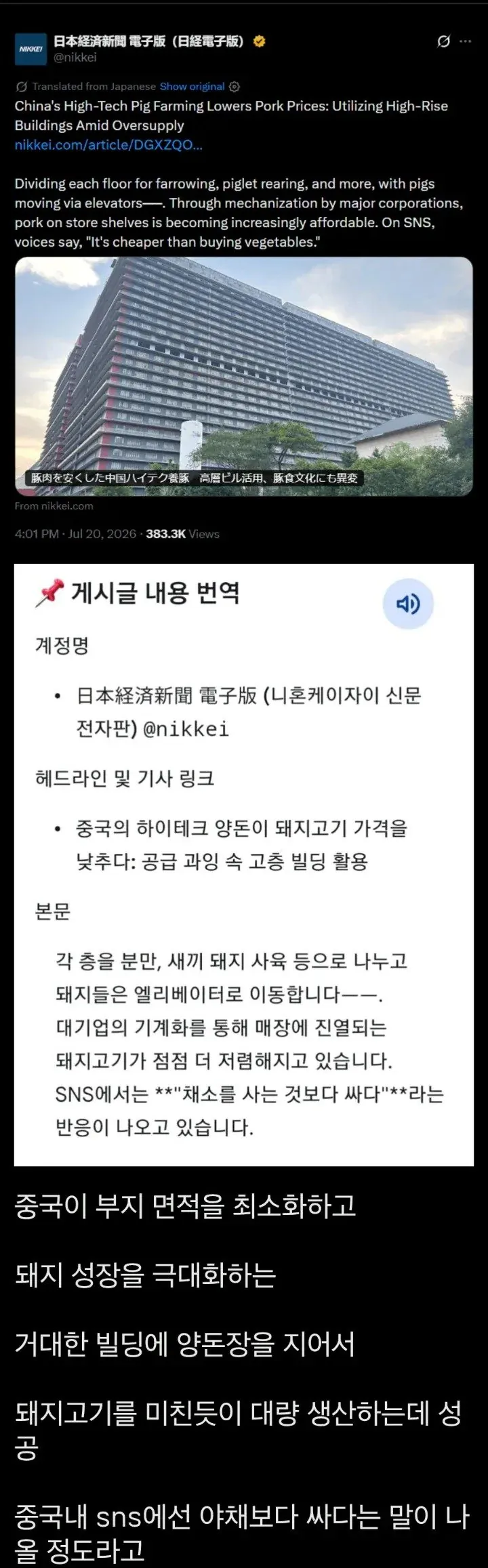 중국의 초 거대 돼지 생산 빌딩 (2)