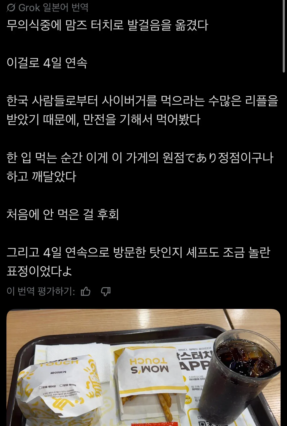 맘스터치 싸이버거에 푹 빠진 일본인 (3)