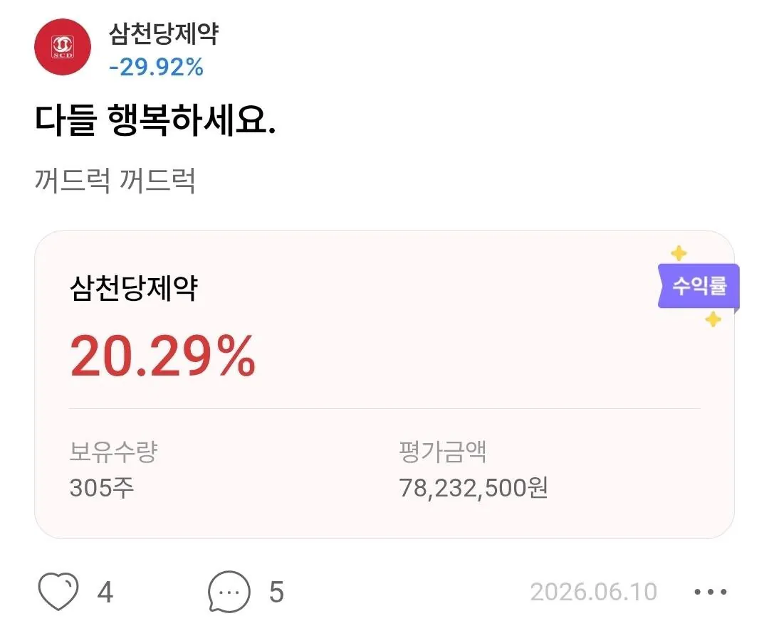 삼천당 제약 투자자의 다이나믹한 심경변화 (5)
