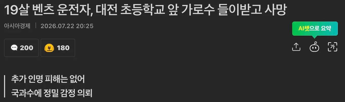 19살 벤츠 운전자, 가로수 들이받고 사망 (2)