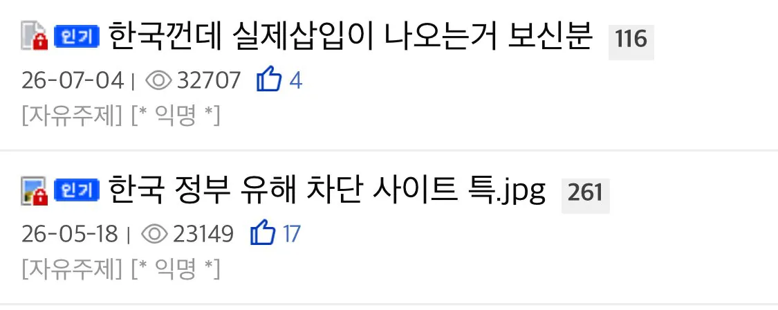 뽐뿌 성인포럼에 올라오는 글들 수준 (5)