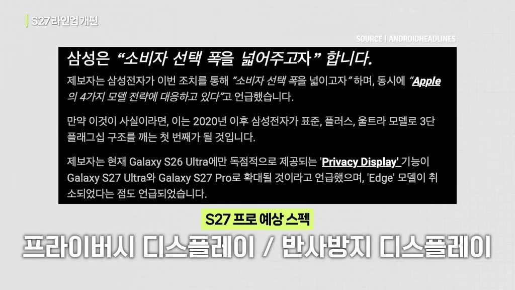 삼성 갤럭시 S27 관련 루머 정리 (5)